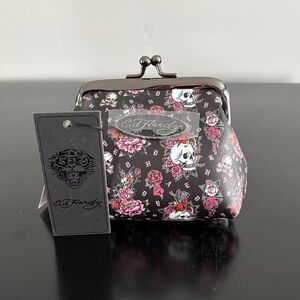 Ed Hardy Black and Pink Skull Cosmetic Case